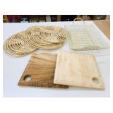 Metal Tray, Rattan Placemats & Wooden Servers