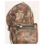 2 New George Faux Snake Print Backpack & Handbag