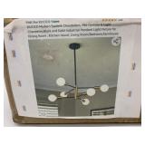 New Modern 6 Light Chandelier Black & Gold Trim
