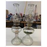 2 Vintage Glass Oil Lamps