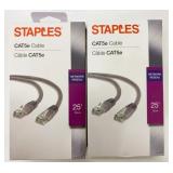 2 New 25ft CAT5e Staples Cables