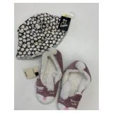 New Bucket Hat & Size 5/6 Slippers