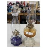 2 Vintage Glass Oil Lamps