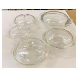 5 Assorted Pyrex Covered Glass Dishes