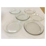 6 Assorted Pyrex & Fire King Glass Pie Dishes