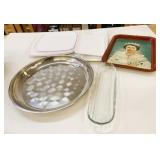 Assorted Serving Trays Metal & Plastic