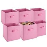 New 6 Pack Collapsible Fabric Storage Cubes Pink
