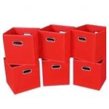 New 6 Pack Collapsible Fabric Storage Cubes Red