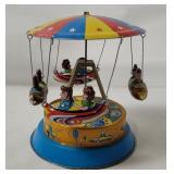 Vtg Tin Litho Boat Merry Go Round Toy