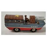 Vtg K Japan Tin Friction Army Boat