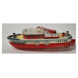 Vtg San Japan Battery Operated Tin Fireboat