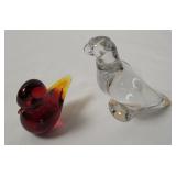 2 Art Glass Bird Figurines