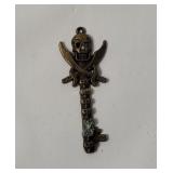 Vtg Skeleton Swords Key Pendant
