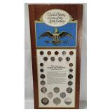 U S Coins Of The 20th Century Display W/ 24 Coins