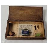 Carved Wood Box W/ Vtg Items