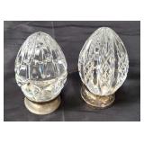 2 Waterford Annual Crystal Eggs W/ Stands