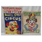 Vtg Clown Decal & Beatty Cole Circus Poster
