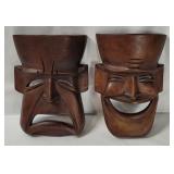Wood Carved Comedy Tragedy Masks