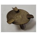 Vtg Brass Ashtray W/ Spanish Coin Feet
