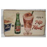 Vtg Enjoy A 7-up Float Cardboard Sign