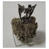 Mini Dragon Figure On Pyrite Rock