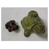 Carved Stone Turtle & Frog Figurines