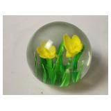 Floral Art Glass Paperweight
