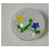 Floral Art Glass Paperweight