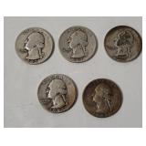 4 Washington Silver Quarters 1943