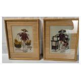 (2) Framed Asian Man Silk Artwork