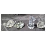 4 Glass Animal Figurines