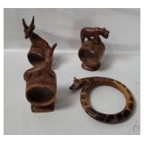 Safari Animal Wood Carved Napkin Rings