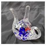 Floral Teapot Art Glass Paperweight