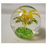 Floral Art Glass Paperweight