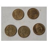 5 Dollar Coins - Presidents, Sacagawea