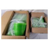 2 Boxes Of New Green Plastic Containers