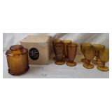 Vintage Tiara Exclusive Amber Glass Drinking Set