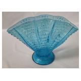 Vtg Art Glass Hobnail Fan Vase