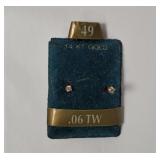 14k Gold Diamond Earrings 0.3g Tw