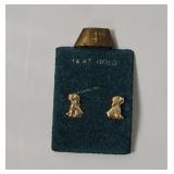 14k Gold Dog Earrings 0.3g