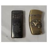 2 Refillable Lighters- Skull, Fierce Tiger
