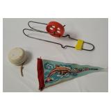 Vtg Toys - Yo-yo, Whee-lo, Pencil, Pennants