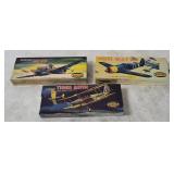 3 Aurora Model Kits- Focke Wulf, Me109, Tiger Moth