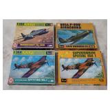 4 Revell Model Kits 1/144 - Spitfire, Airacobra