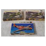 3 Revell Model Kits 1/72 - Airacobra, Mustang
