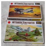 2 Hasegawa Mitsubishi Zero Fighter Model Kits 1/72