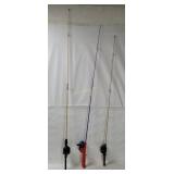 3 Fishing Rods & Reels - Zebco, Spider-man