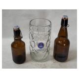 Amber Glass Beer Bottles & Hofbrauhaus Mug