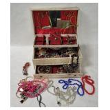 Jewelry Box W/ Vtg Costume Jewelry