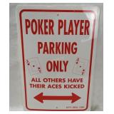 Poker Player Parking Only Plastic Sign